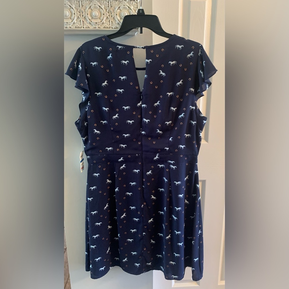 Maison Jules Navy Midi Dress with White Horse Print NWT - XL - Picture 5 of 8